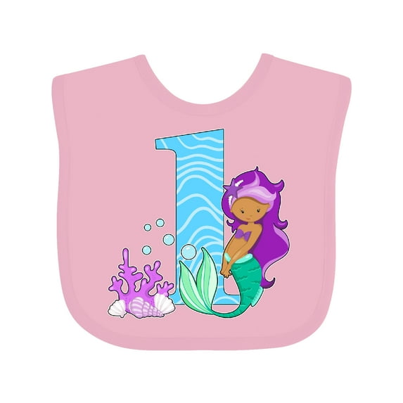 Inktastic First Birthday Mermaid Girls Baby Bib