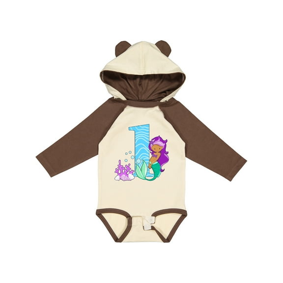 Inktastic First Birthday Mermaid Girls Long Sleeve Baby Bodysuit