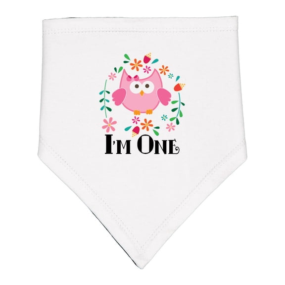 Inktastic First Birthday Owl 1 Year Old Girl Baby Bandana Bib