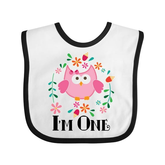 Inktastic First Birthday Owl 1 Year Old Girl Girls Baby Bib