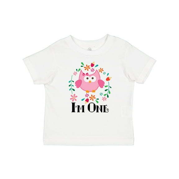 Inktastic First Birthday Owl 1 Year Old Girl Girls Baby T-Shirt