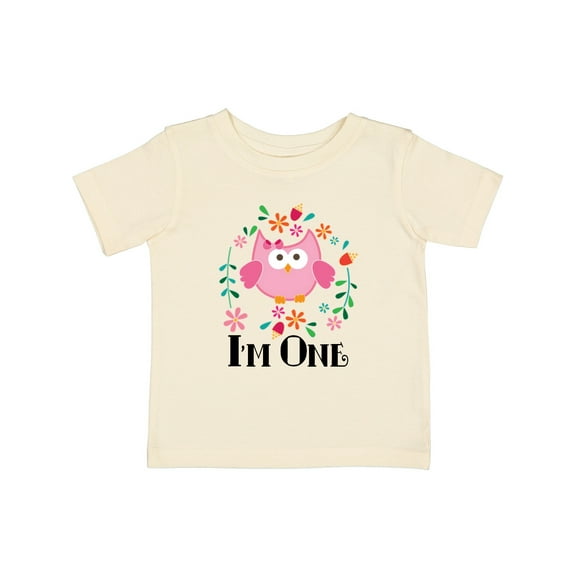 Inktastic First Birthday Owl 1 Year Old Girl Girls Baby T-Shirt