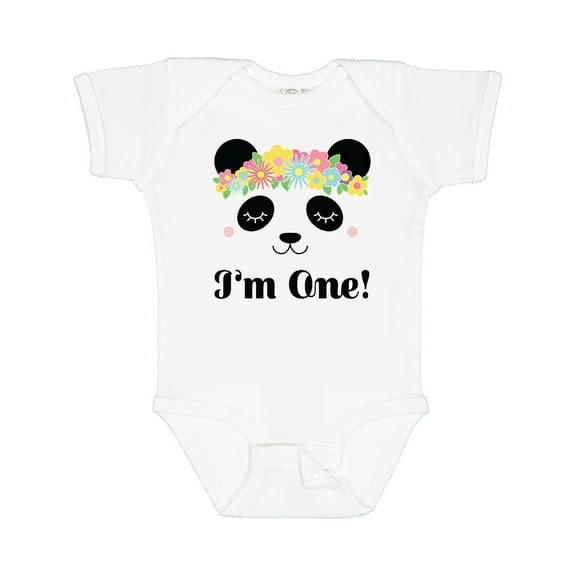 Inktastic First Birthday Panda 1 Year Old Girl Girls Baby Bodysuit
