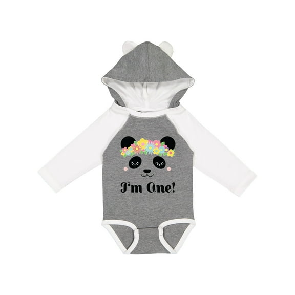 Inktastic First Birthday Panda 1 Year Old Girl Girls Long Sleeve Baby Bodysuit