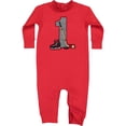 thumbnail image 1 of Inktastic First Birthday Red Hockey Baby Fleece Romper, 1 of 4