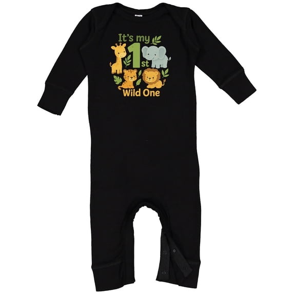 Inktastic First Birthday Safari Jungle Animals Baby Romper Coveralls