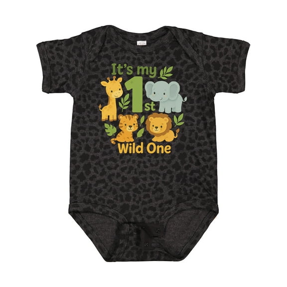 Inktastic First Birthday Safari Jungle Animals Boys or Girls Baby Bodysuit