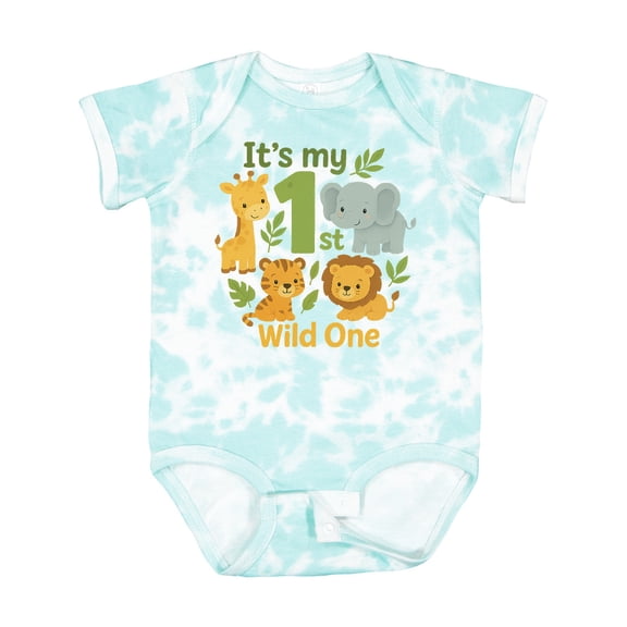 Inktastic First Birthday Safari Jungle Animals Boys or Girls Baby Bodysuit
