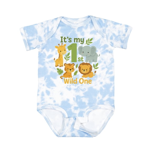 Inktastic First Birthday Safari Jungle Animals Boys or Girls Baby Bodysuit