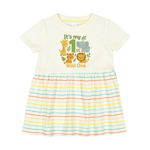 Inktastic First Birthday Safari Jungle Animals Girls Baby Dress