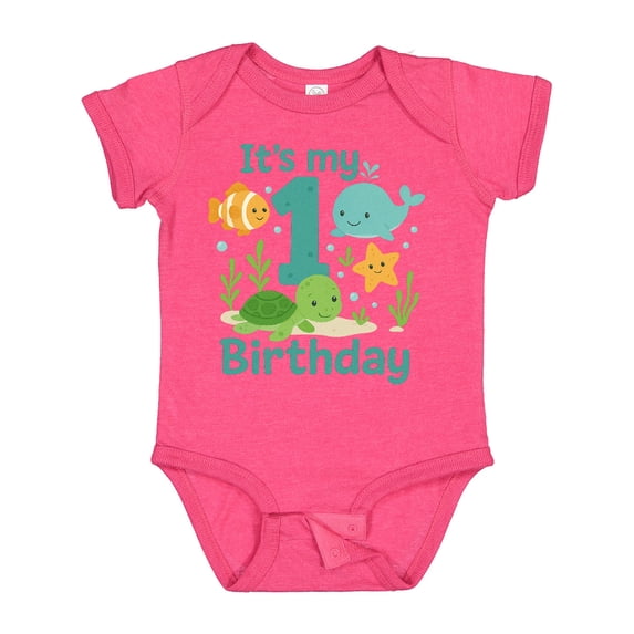 Inktastic First Birthday Sea Creatures Celebration Boys or Girls Baby Bodysuit