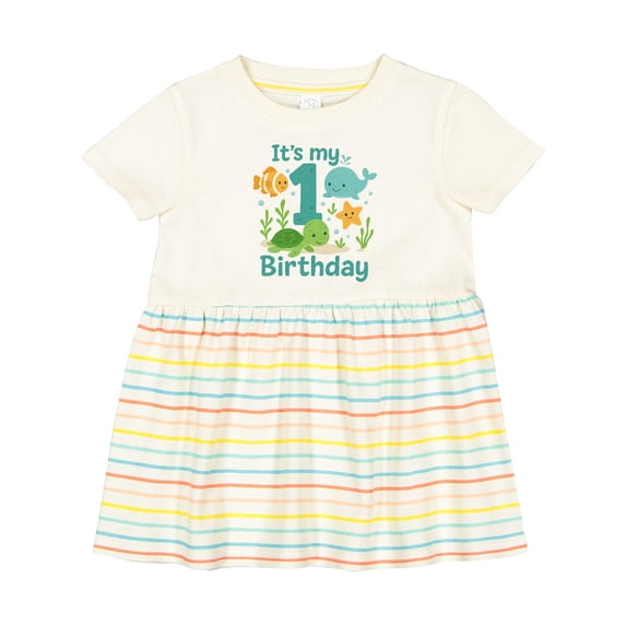 Inktastic First Birthday Sea Creatures Celebration Girls Baby Dress