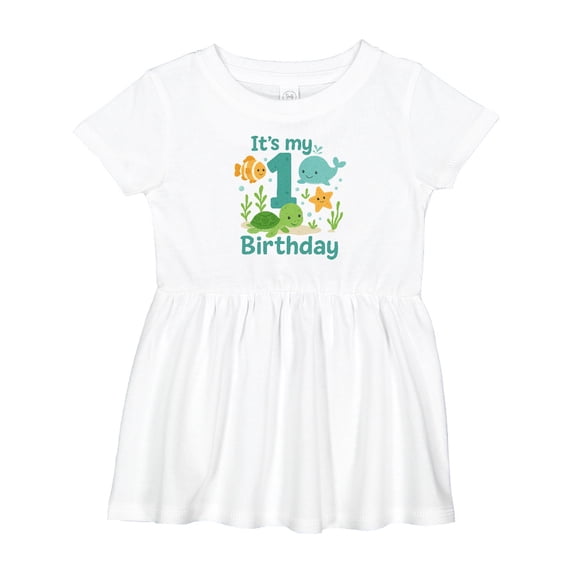 Inktastic First Birthday Sea Creatures Celebration Girls Baby Dress