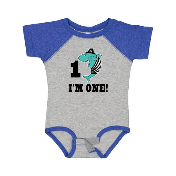 Inktastic First Birthday Shark 1 Year Old Pirate Boys Baby Bodysuit