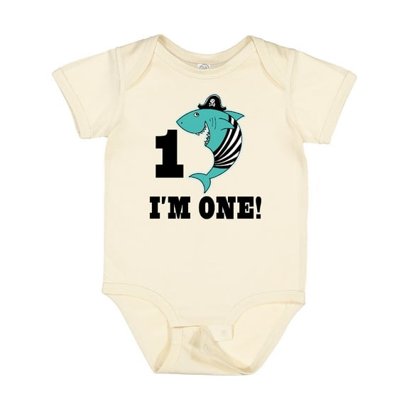 Inktastic First Birthday Shark 1 Year Old Pirate Boys Baby Bodysuit