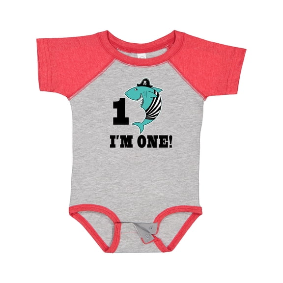 Inktastic First Birthday Shark 1 Year Old Pirate Boys Baby Bodysuit