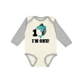 thumbnail image 1 of Inktastic First Birthday Shark 1 Year Old Pirate Boys Long Sleeve Baby Bodysuit, 1 of 5