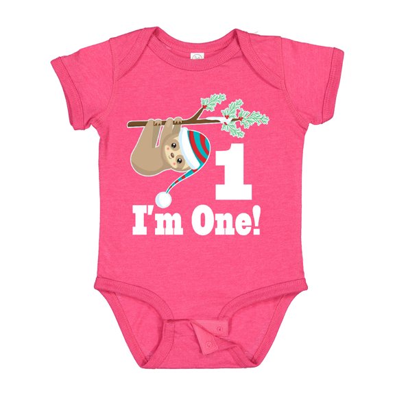 Inktastic First Birthday Sloth 1 Year Old Boys or Girls Baby Bodysuit