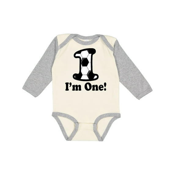 Inktastic First Birthday Soccer 1 Year Old Boy Boys or Girls Long Sleeve Baby Bodysuit