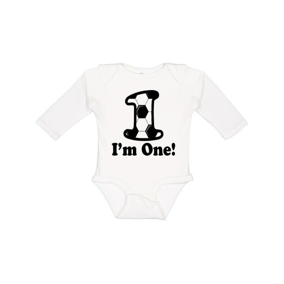 Inktastic First Birthday Soccer 1 Year Old Boy Boys or Girls Long Sleeve Baby Bodysuit