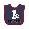 thumbnail image 1 of Inktastic First Birthday Soccer 1 Year Old Boys or Girls Baby Bib, 1 of 4