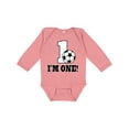 thumbnail image 1 of Inktastic First Birthday Soccer 1 Year Old Boys or Girls Long Sleeve Baby Bodysuit, 1 of 5