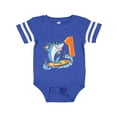 thumbnail image 1 of Inktastic First Birthday Surfing Shark with Hot Dog and Ice Cream Boys or Girls Baby Bodysuit, 1 of 5