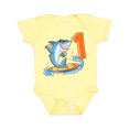 thumbnail image 1 of Inktastic First Birthday Surfing Shark with Hot Dog and Ice Cream Boys or Girls Baby Bodysuit, 1 of 5