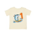 thumbnail image 1 of Inktastic First Birthday Surfing Shark with Hot Dog and Ice Cream Boys or Girls Baby T-Shirt, 1 of 5