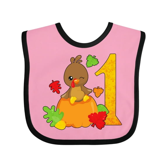 Inktastic First Birthday Turkey on Pumpkin Boys or Girls Baby Bib