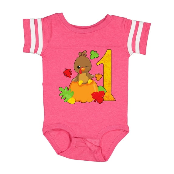 Inktastic First Birthday Turkey on Pumpkin Boys or Girls Baby Bodysuit
