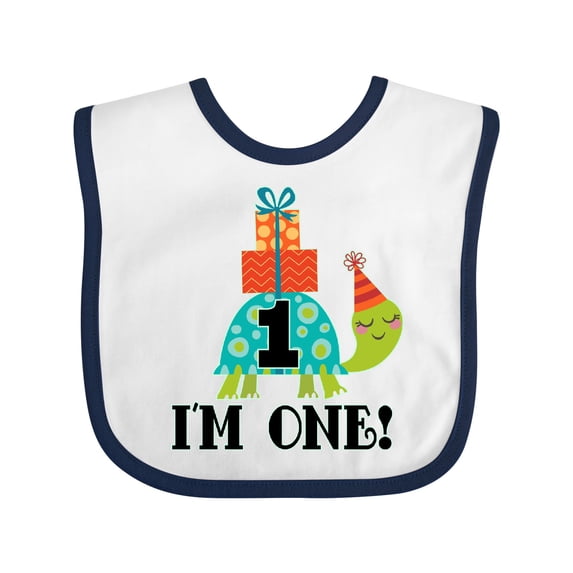Inktastic First Birthday Turtle 1 Year Old Boys or Girls Baby Bib