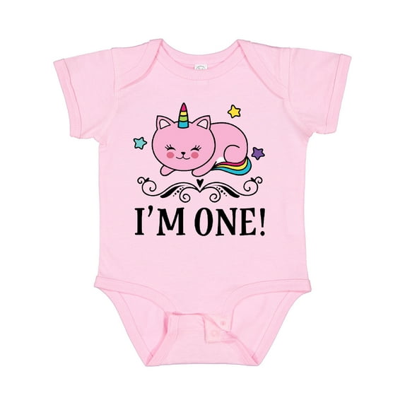 Inktastic First Birthday Unicorn Cat Girls Girls Baby Bodysuit