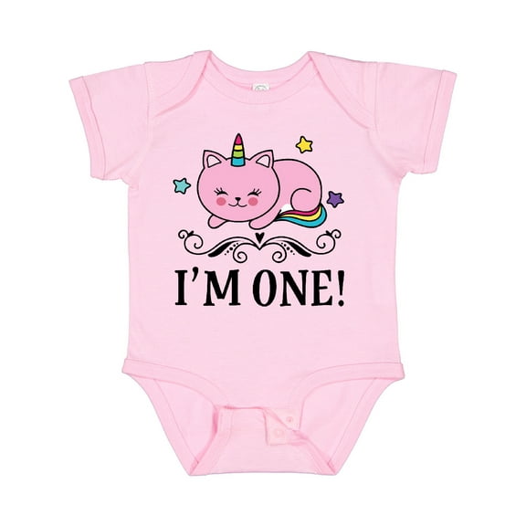 Inktastic First Birthday Unicorn Cat Girls Girls Baby Bodysuit
