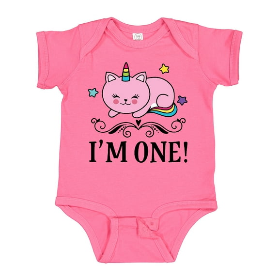 Inktastic First Birthday Unicorn Cat Girls Girls Baby Bodysuit