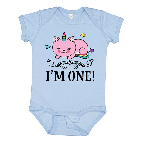 Inktastic First Birthday Unicorn Cat Girls Girls Baby Bodysuit