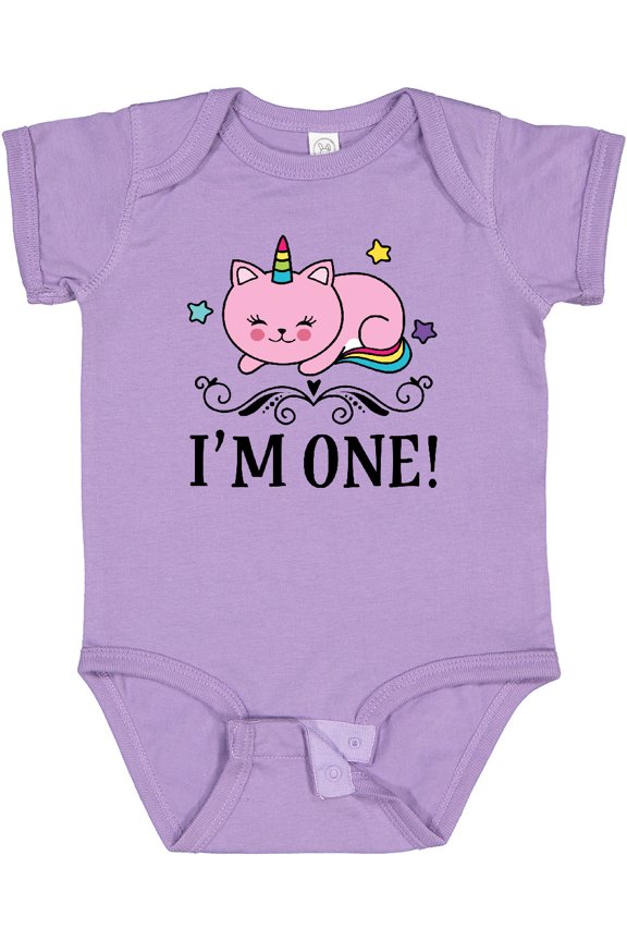 First Birthday Unicorn Cat Girls Girls Baby Bodysuit