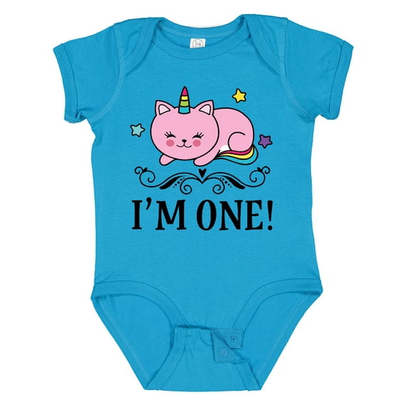 Inktastic First Birthday Unicorn Cat Girls Girls Baby Bodysuit