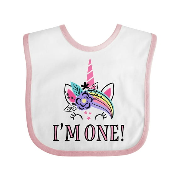 Inktastic First Birthday Unicorn for Girl Girls Baby Bib