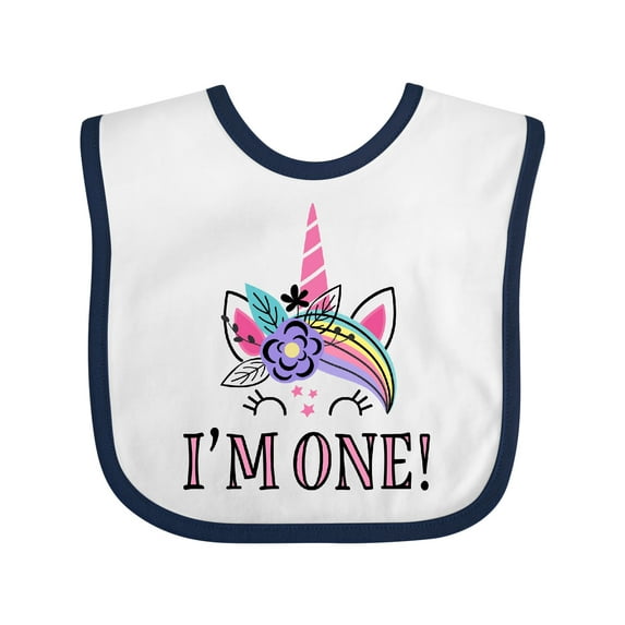 Inktastic First Birthday Unicorn for Girl Girls Baby Bib
