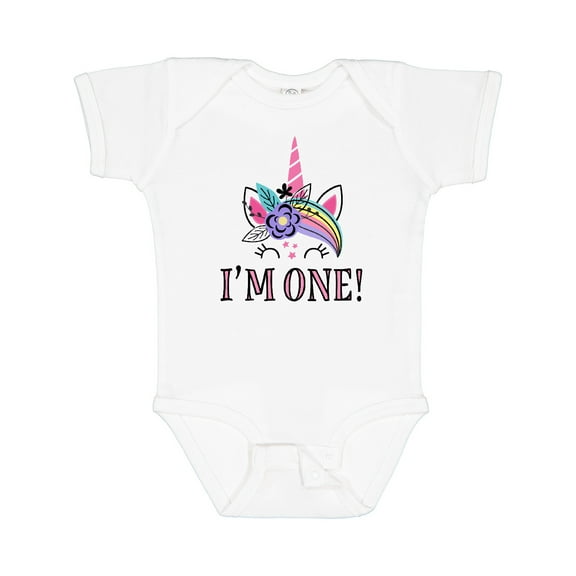 Inktastic First Birthday Unicorn for Girl Girls Baby Bodysuit