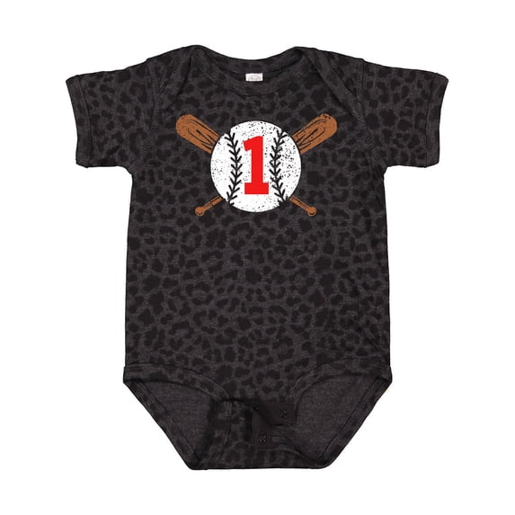 Inktastic First Birthday Weathered Baseball Design with Bats Boys or Girls Baby Bodysuit
