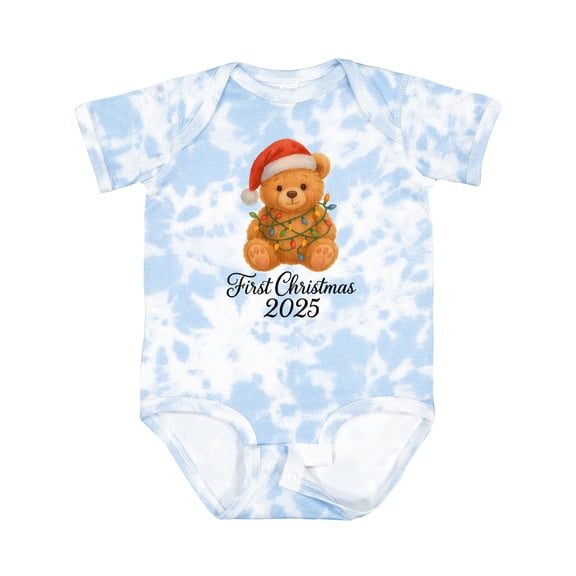 Inktastic First Christmas 2025 Teddy Bear Boys or Girls Baby Bodysuit