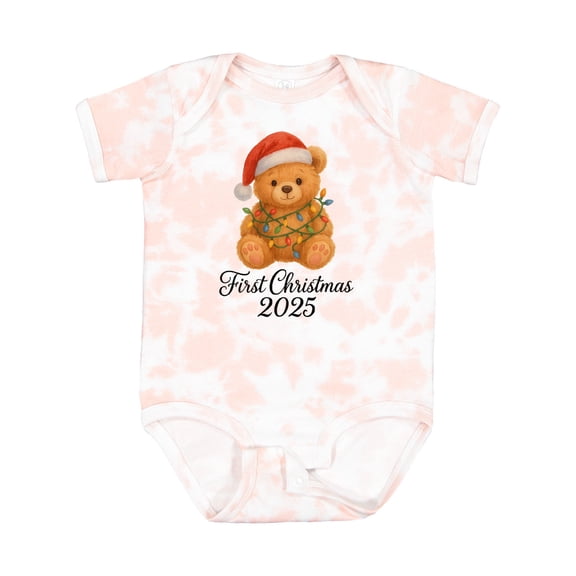 Inktastic First Christmas 2025 Teddy Bear Boys or Girls Baby Bodysuit