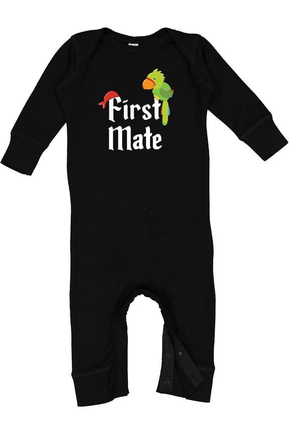 First Mate Pirate with Parrot and Bandanna Baby Romper Coveralls