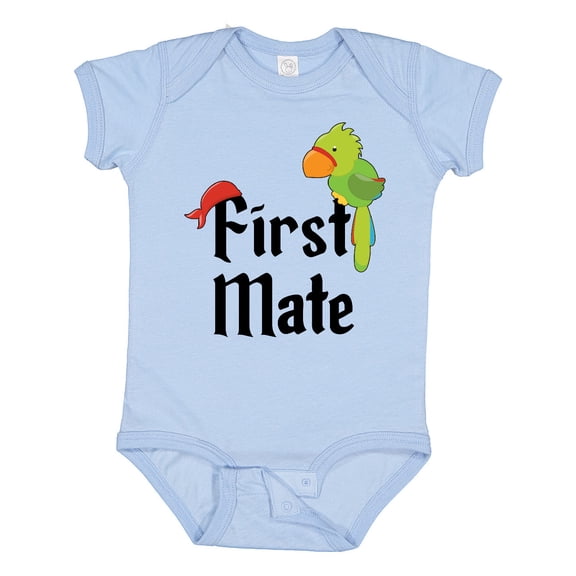 Inktastic First Mate pirate with parrot and bandanna Boys or Girls Baby Bodysuit