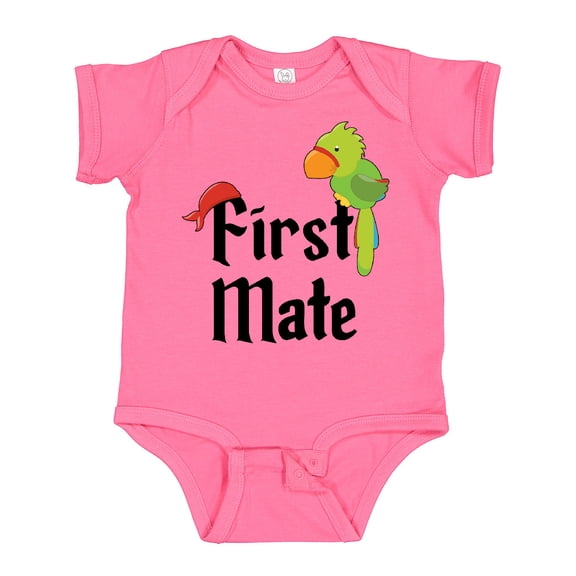 Inktastic First Mate pirate with parrot and bandanna Boys or Girls Baby Bodysuit
