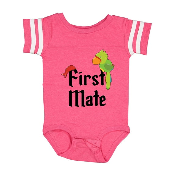 Inktastic First Mate pirate with parrot and bandanna Boys or Girls Baby Bodysuit