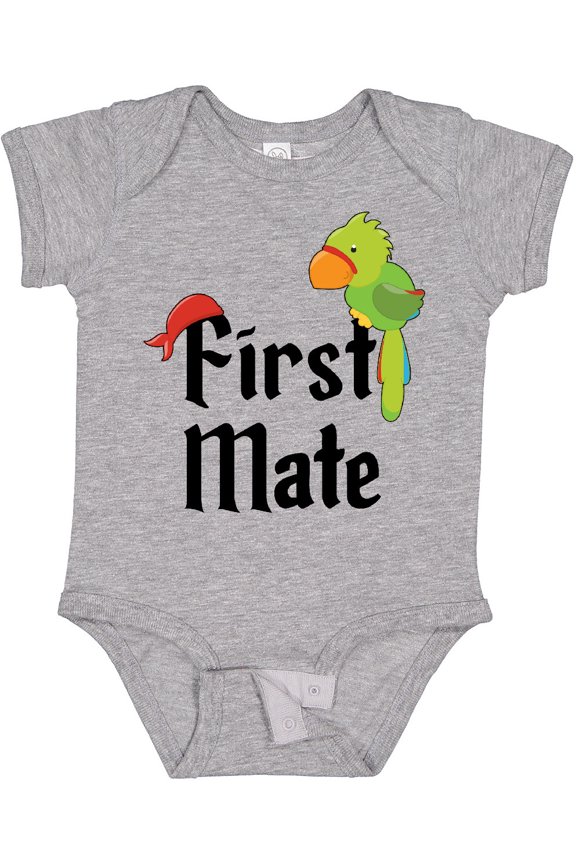 First Mate pirate with parrot and bandanna Boys or Girls Baby Bodysuit