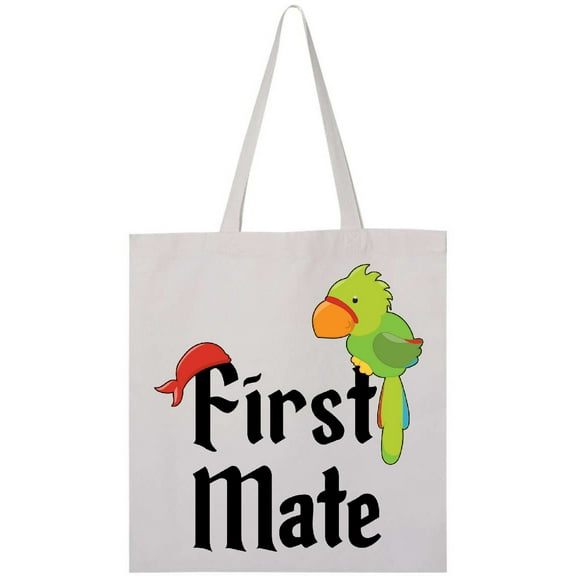Inktastic First Mate pirate with parrot and bandanna Tote Bag